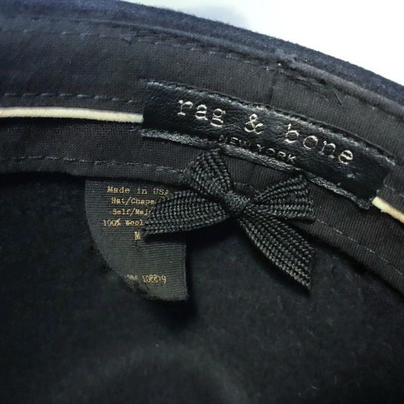 Rag & Bone Cuban Style Fedora Navy Grey Trim Wool - Picture 2 of 5